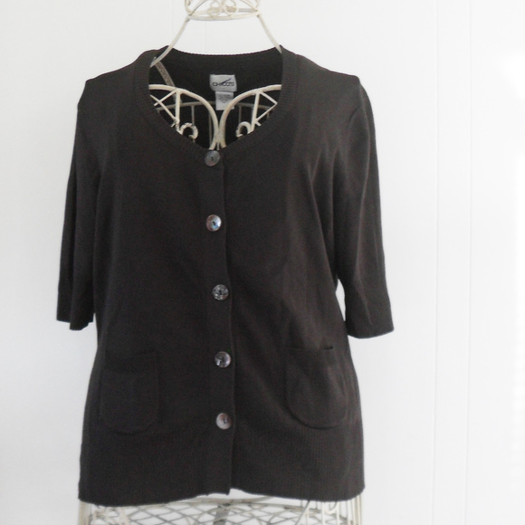 Chico's Dark Brown Button Up Sweater - Picture 3 of 6